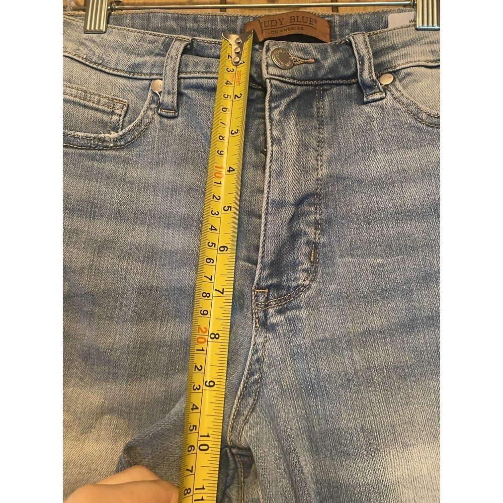 Judy Blue Wide Leg Distressed Jeans Raw Hem Light Wash Women's 11/30 - Picture 5 of 10